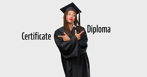 female debating between certificate or diploma