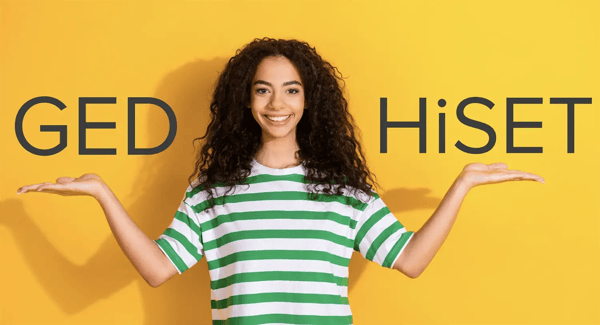 young girl holding ged hiset wearing striped t-shirt